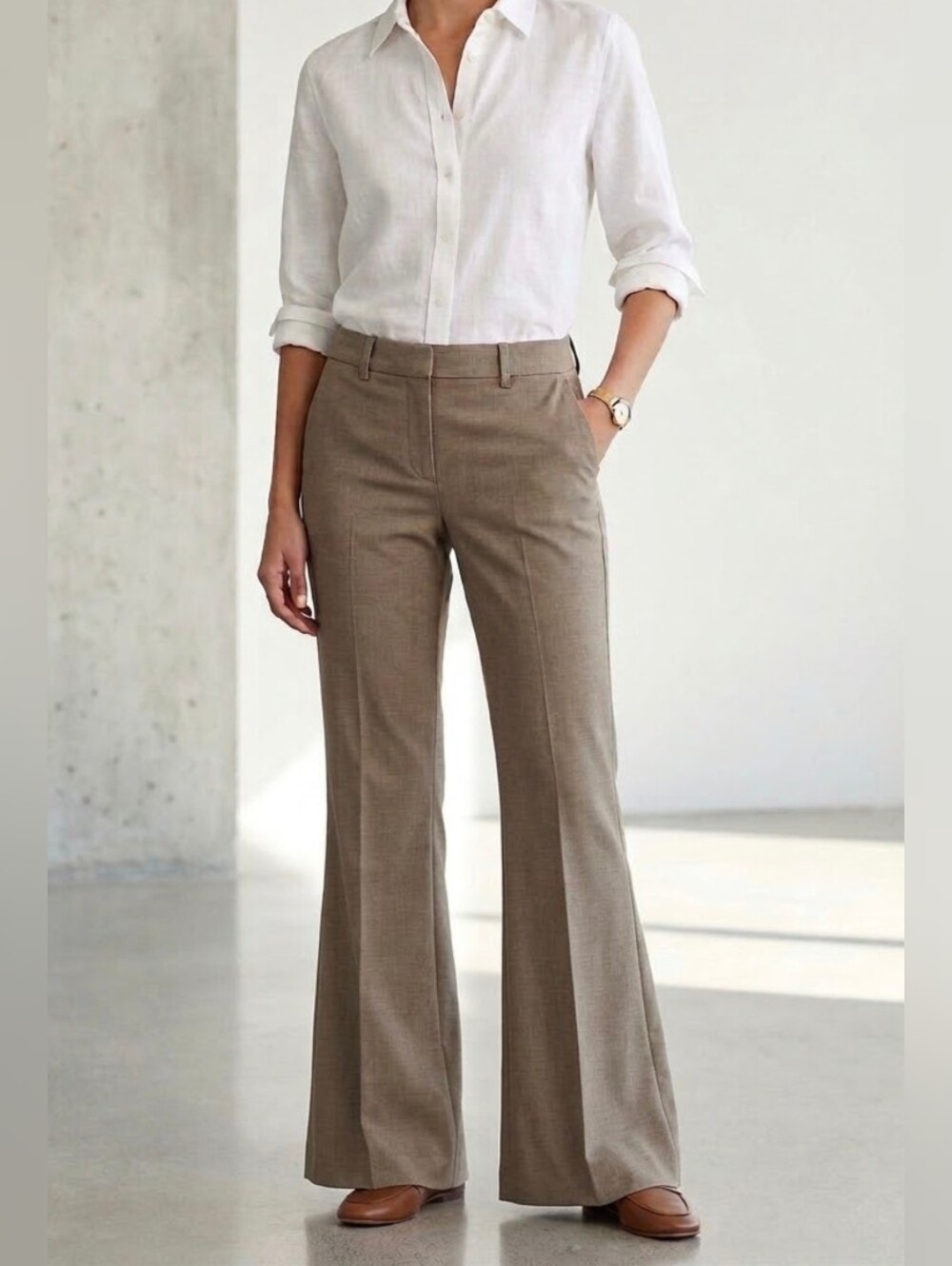 Gap Tan Khaki Perfect Trouser Pants Size 6 Stretch Slacks Boot Cut Fit Flare